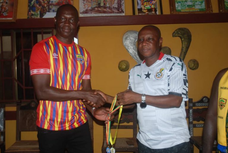 Goaso omanhene gifts Hearts of Oak goalkeeping coach Amponsah a land for winning double