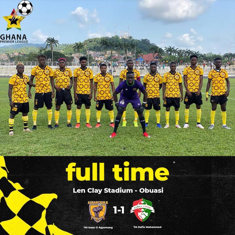 Ashanti Gold 1-1 Karela United; Miners held in first home game