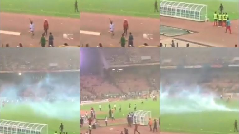 Nigerian fans invade MKO Abiola Stadium & destroy properties after missing out of World Cup to Ghana